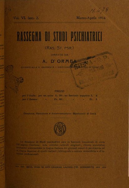 Rassegna di studi psichiatrici