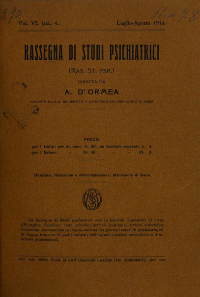 Rassegna di studi psichiatrici