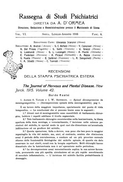 Rassegna di studi psichiatrici