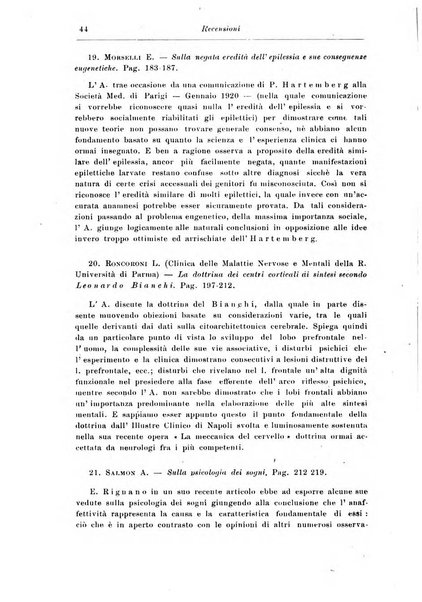 Rassegna di studi psichiatrici