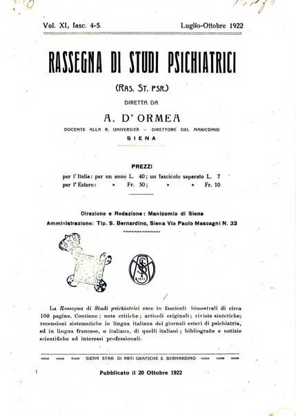 Rassegna di studi psichiatrici