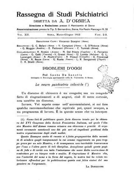 Rassegna di studi psichiatrici