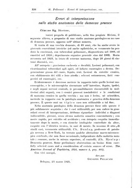 Rassegna di studi psichiatrici