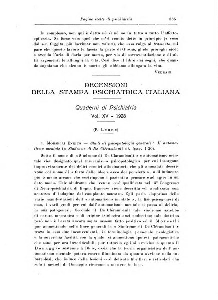 Rassegna di studi psichiatrici