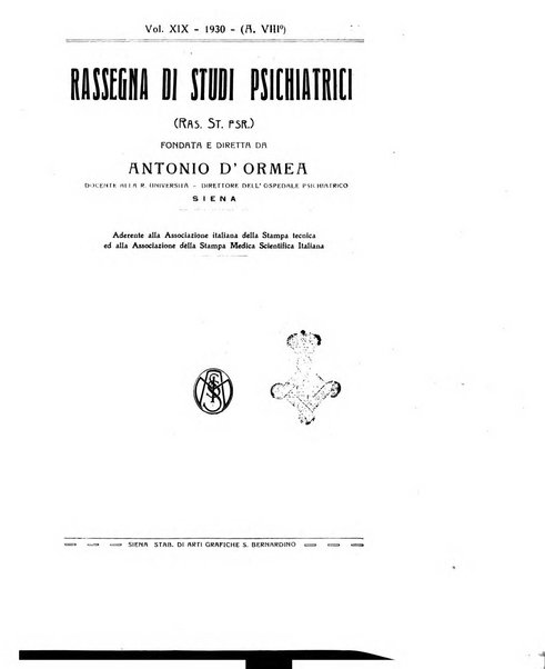 Rassegna di studi psichiatrici