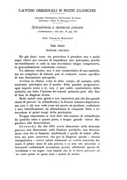 Rassegna di studi psichiatrici