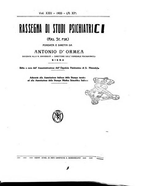 Rassegna di studi psichiatrici