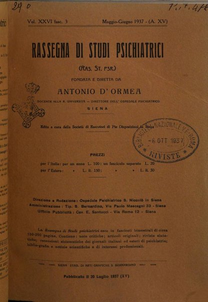 Rassegna di studi psichiatrici