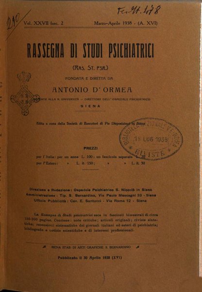 Rassegna di studi psichiatrici