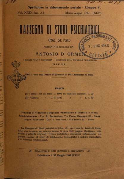 Rassegna di studi psichiatrici