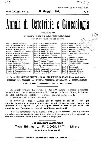 Annali di ostetricia e ginecologia