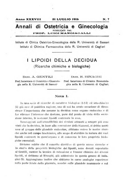 Annali di ostetricia e ginecologia