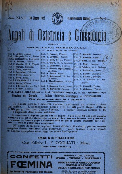 Annali di ostetricia e ginecologia