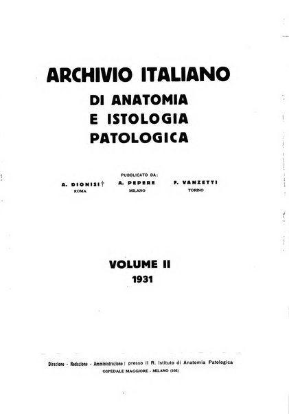 Archivio italiano di anatomia e istologia patologica