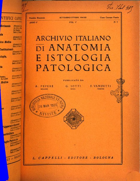 Archivio italiano di anatomia e istologia patologica