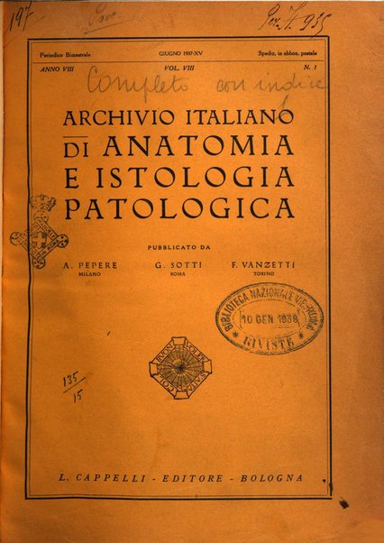 Archivio italiano di anatomia e istologia patologica