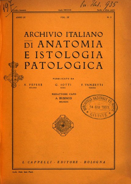 Archivio italiano di anatomia e istologia patologica