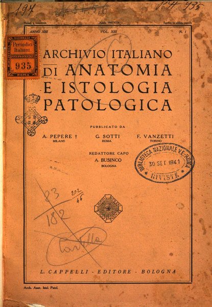 Archivio italiano di anatomia e istologia patologica