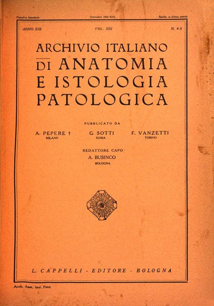 Archivio italiano di anatomia e istologia patologica