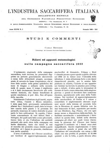 L'industria saccarifera italiana Bollettino mensile del Consorzio nazionale produttori zucchero e dell'Associazione italiana delle industrie dello zucchero e dell'alcool