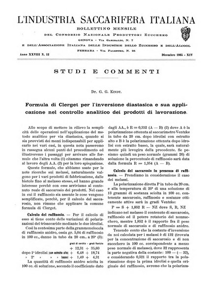 L'industria saccarifera italiana Bollettino mensile del Consorzio nazionale produttori zucchero e dell'Associazione italiana delle industrie dello zucchero e dell'alcool