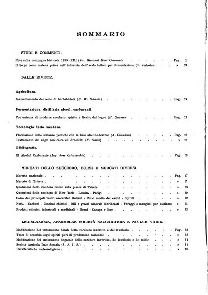 L'industria saccarifera italiana Bollettino mensile del Consorzio nazionale produttori zucchero e dell'Associazione italiana delle industrie dello zucchero e dell'alcool