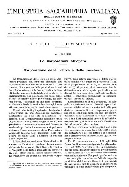 L'industria saccarifera italiana Bollettino mensile del Consorzio nazionale produttori zucchero e dell'Associazione italiana delle industrie dello zucchero e dell'alcool