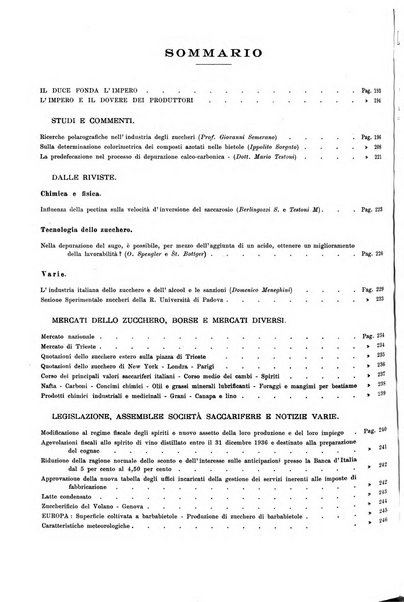 L'industria saccarifera italiana Bollettino mensile del Consorzio nazionale produttori zucchero e dell'Associazione italiana delle industrie dello zucchero e dell'alcool