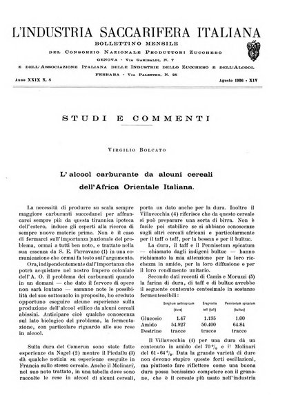 L'industria saccarifera italiana Bollettino mensile del Consorzio nazionale produttori zucchero e dell'Associazione italiana delle industrie dello zucchero e dell'alcool