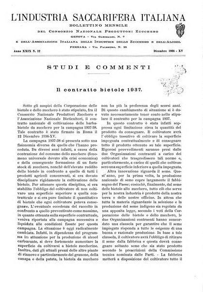 L'industria saccarifera italiana Bollettino mensile del Consorzio nazionale produttori zucchero e dell'Associazione italiana delle industrie dello zucchero e dell'alcool