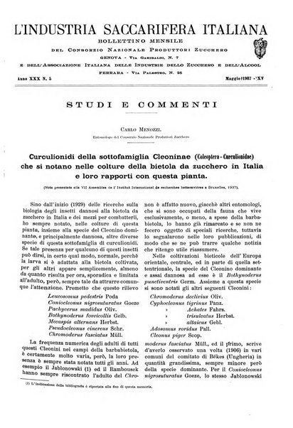 L'industria saccarifera italiana Bollettino mensile del Consorzio nazionale produttori zucchero e dell'Associazione italiana delle industrie dello zucchero e dell'alcool