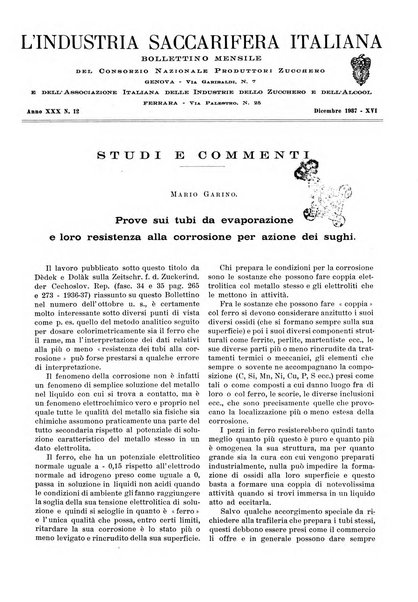 L'industria saccarifera italiana Bollettino mensile del Consorzio nazionale produttori zucchero e dell'Associazione italiana delle industrie dello zucchero e dell'alcool