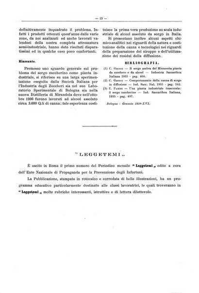 L'industria saccarifera italiana Bollettino mensile del Consorzio nazionale produttori zucchero e dell'Associazione italiana delle industrie dello zucchero e dell'alcool