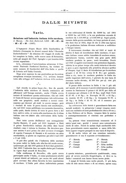 L'industria saccarifera italiana Bollettino mensile del Consorzio nazionale produttori zucchero e dell'Associazione italiana delle industrie dello zucchero e dell'alcool