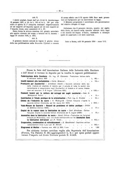 L'industria saccarifera italiana Bollettino mensile del Consorzio nazionale produttori zucchero e dell'Associazione italiana delle industrie dello zucchero e dell'alcool