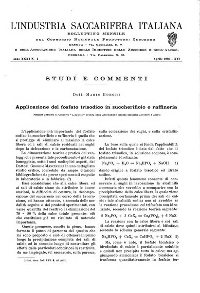 L'industria saccarifera italiana Bollettino mensile del Consorzio nazionale produttori zucchero e dell'Associazione italiana delle industrie dello zucchero e dell'alcool