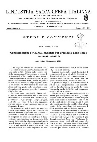 L'industria saccarifera italiana Bollettino mensile del Consorzio nazionale produttori zucchero e dell'Associazione italiana delle industrie dello zucchero e dell'alcool