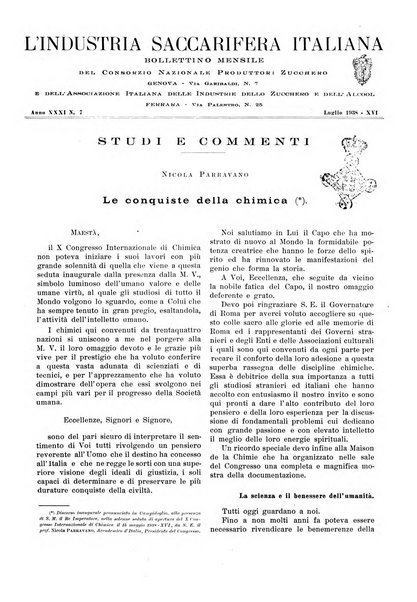 L'industria saccarifera italiana Bollettino mensile del Consorzio nazionale produttori zucchero e dell'Associazione italiana delle industrie dello zucchero e dell'alcool