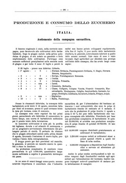 L'industria saccarifera italiana Bollettino mensile del Consorzio nazionale produttori zucchero e dell'Associazione italiana delle industrie dello zucchero e dell'alcool