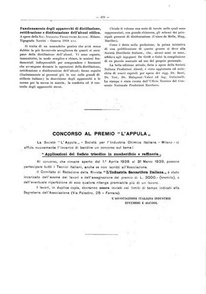 L'industria saccarifera italiana Bollettino mensile del Consorzio nazionale produttori zucchero e dell'Associazione italiana delle industrie dello zucchero e dell'alcool