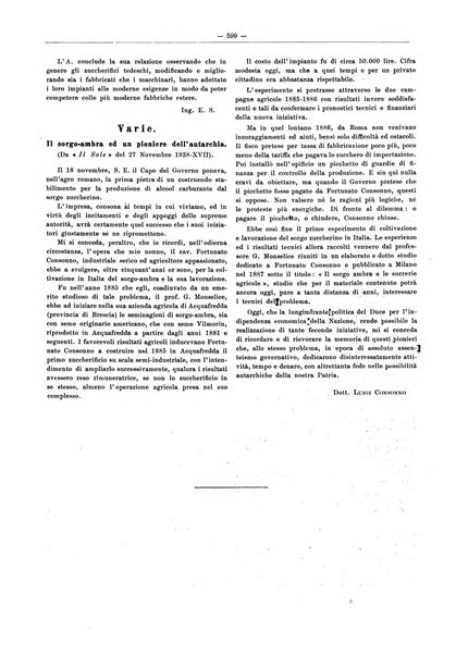 L'industria saccarifera italiana Bollettino mensile del Consorzio nazionale produttori zucchero e dell'Associazione italiana delle industrie dello zucchero e dell'alcool