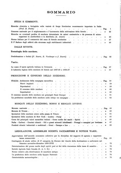 L'industria saccarifera italiana Bollettino mensile del Consorzio nazionale produttori zucchero e dell'Associazione italiana delle industrie dello zucchero e dell'alcool