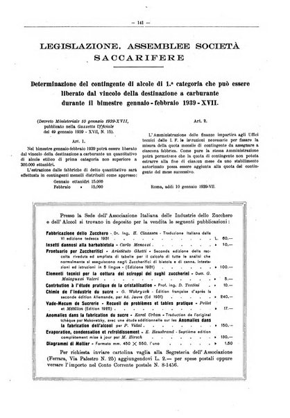 L'industria saccarifera italiana Bollettino mensile del Consorzio nazionale produttori zucchero e dell'Associazione italiana delle industrie dello zucchero e dell'alcool