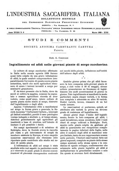 L'industria saccarifera italiana Bollettino mensile del Consorzio nazionale produttori zucchero e dell'Associazione italiana delle industrie dello zucchero e dell'alcool