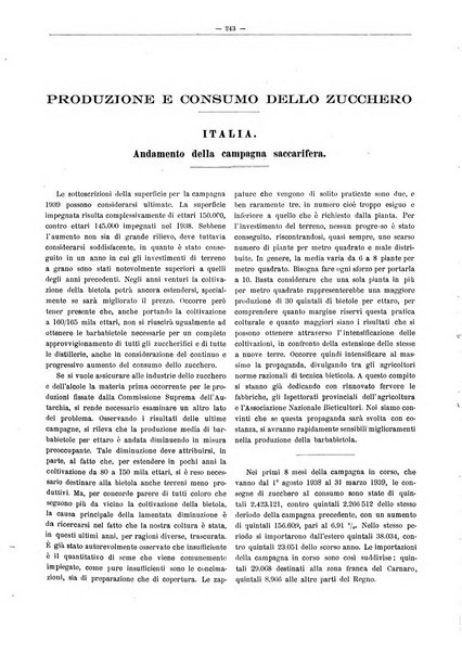 L'industria saccarifera italiana Bollettino mensile del Consorzio nazionale produttori zucchero e dell'Associazione italiana delle industrie dello zucchero e dell'alcool