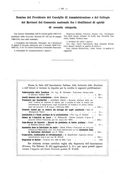 L'industria saccarifera italiana Bollettino mensile del Consorzio nazionale produttori zucchero e dell'Associazione italiana delle industrie dello zucchero e dell'alcool