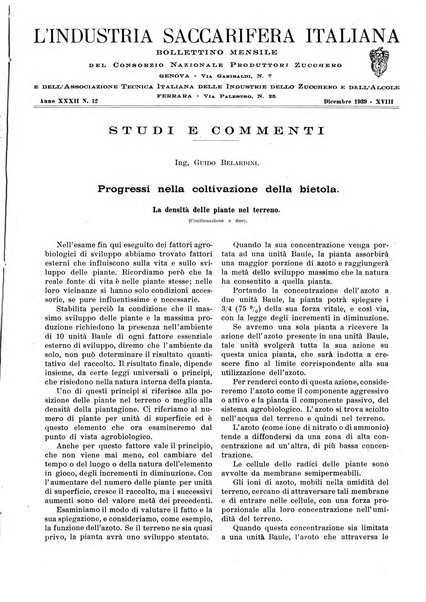 L'industria saccarifera italiana Bollettino mensile del Consorzio nazionale produttori zucchero e dell'Associazione italiana delle industrie dello zucchero e dell'alcool