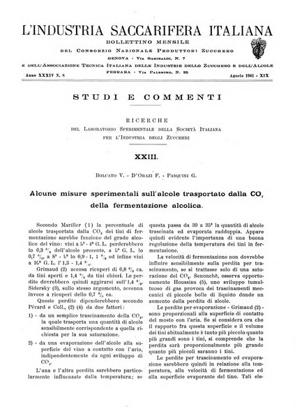 L'industria saccarifera italiana Bollettino mensile del Consorzio nazionale produttori zucchero e dell'Associazione italiana delle industrie dello zucchero e dell'alcool