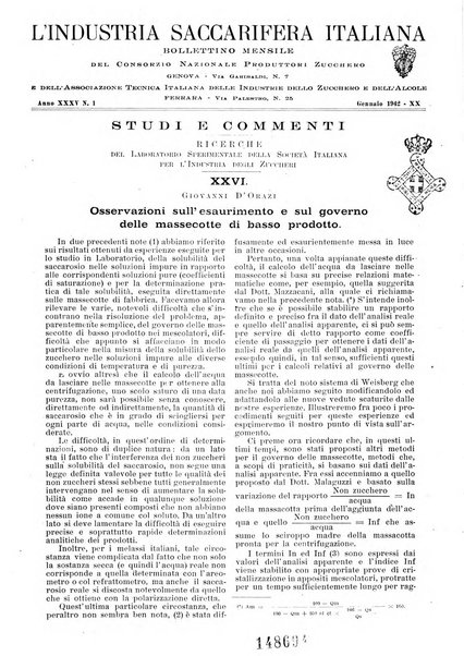 L'industria saccarifera italiana Bollettino mensile del Consorzio nazionale produttori zucchero e dell'Associazione italiana delle industrie dello zucchero e dell'alcool