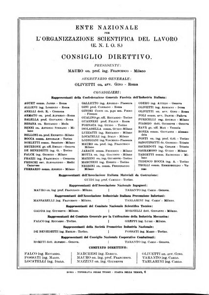 L'organizzazione scientifica del lavoro rivista dell'Ente nazionale italiano per l'organizzazione scientifica del lavoro